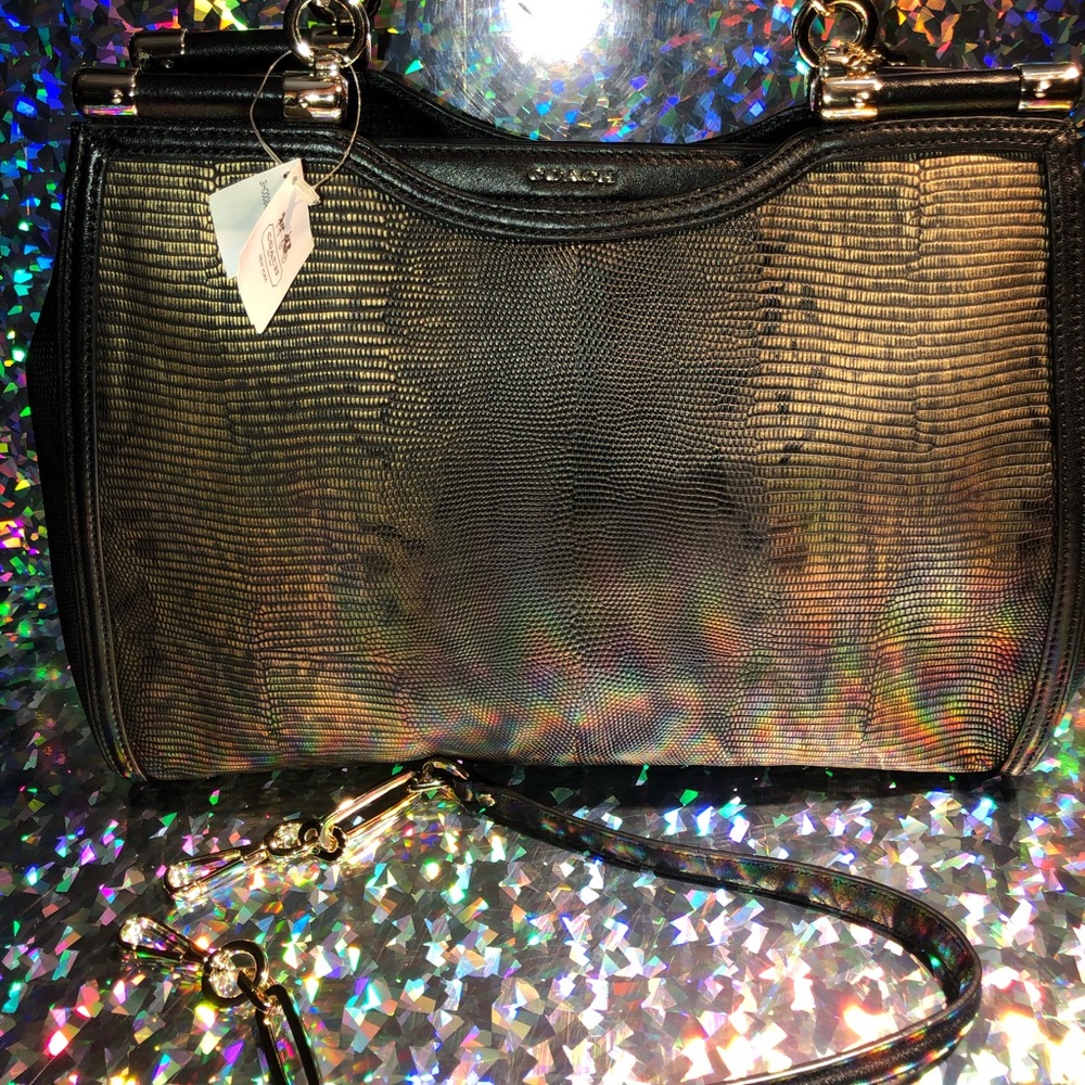 Coach Madison metallic lizard Caroline satchel